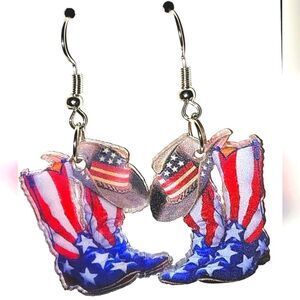 Beautiful flag boots acrylic dangle earrings